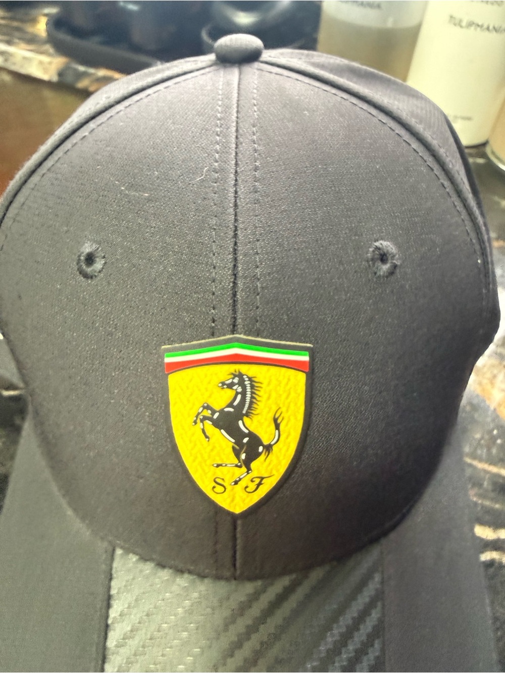 Ferrari official F1 scuderia Black adjustable baseball cap with carbon fiber - Picture 3 of 9